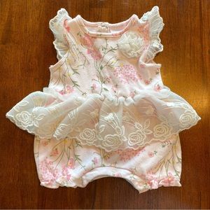 3/$12 Laura Ashley baby- Pink Ruffle Romper (3m) EUC